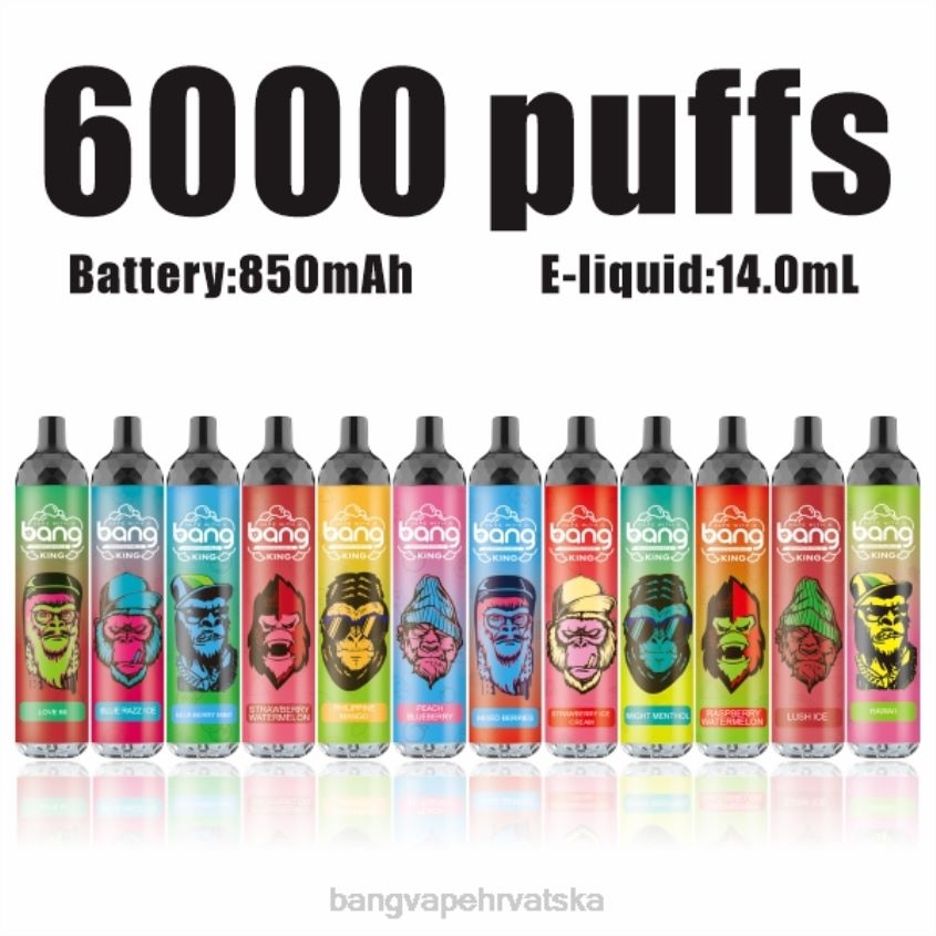 Bang Vape King 6000 udaha 5% nic punjiva tip-c za jednokratnu upotrebu Bang Vape Disposable H2NTV8