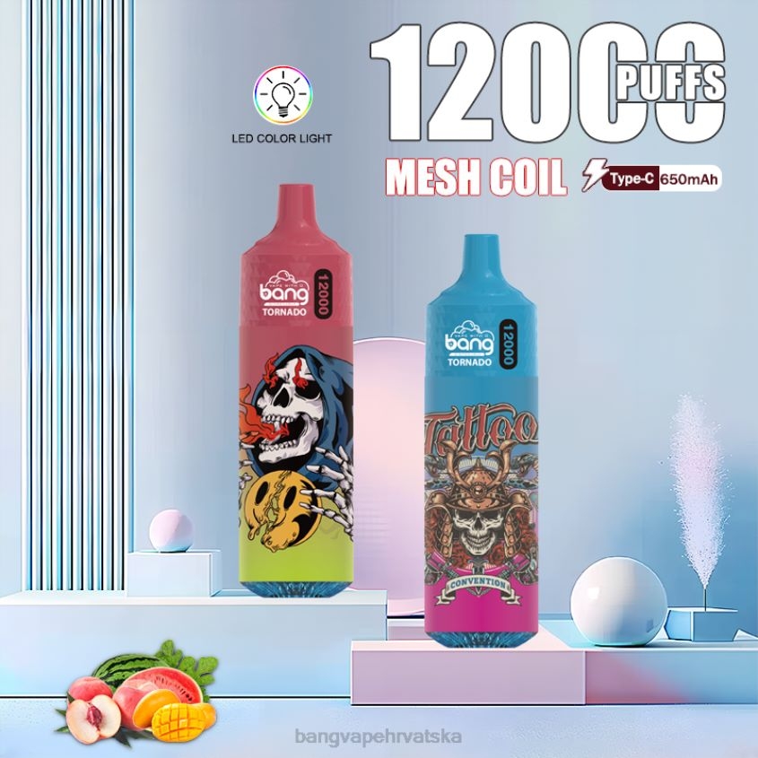 Bang Vape Tornado 12000 udaha s LED i mrežastom zavojnicom za jednokratnu upotrebu Bang Vape Zagreb H2NTV4
