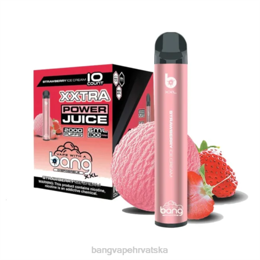Bang Vape XXL 2000 udaha sladoled od jagode Vape Gang Zagreb H2NTV23
