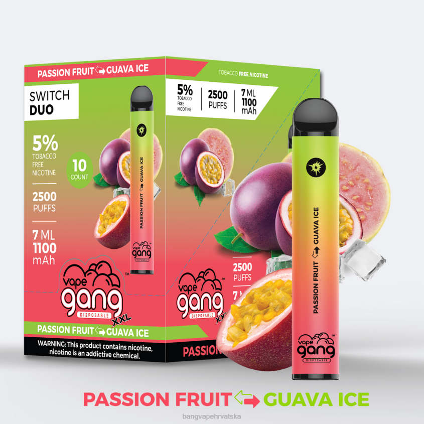 Vape Gang Switch Duo 2 okusa (kutija od 10) passionfruit - guava led Bang Vape Zagreb H2NTV44