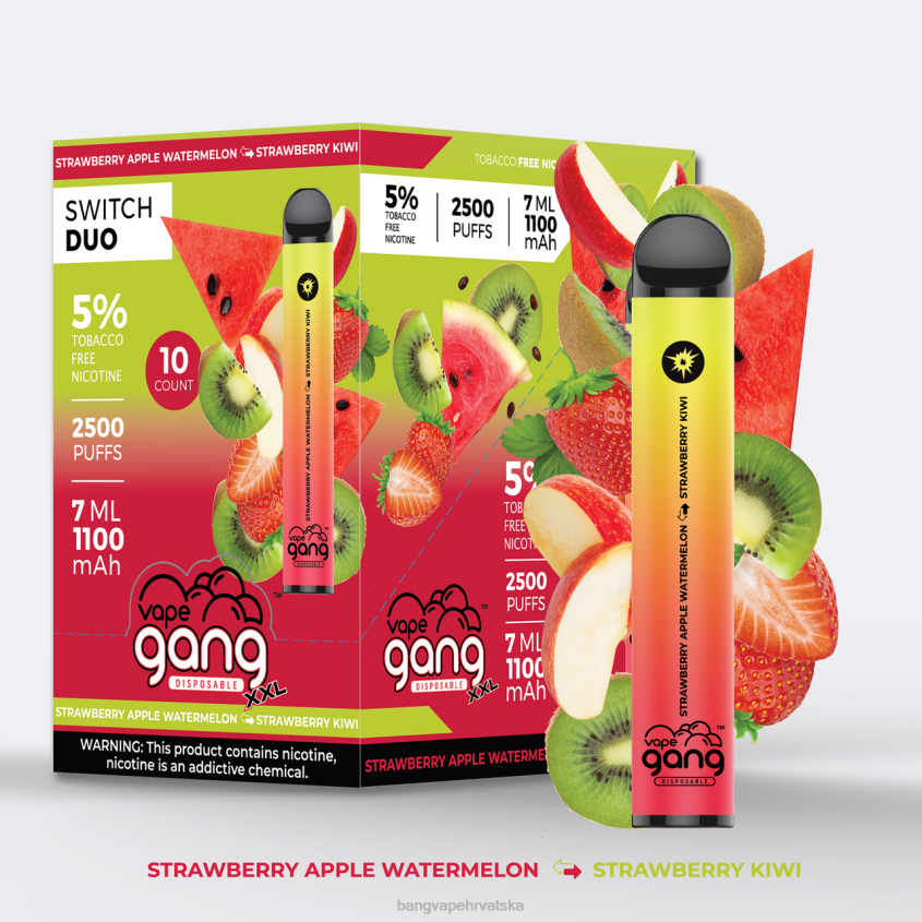 Vape Gang Switch Duo 2 okusa (kutija od 10) vrlo bobičasto - gumeni medvjed Bang Vape Disposable H2NTV48