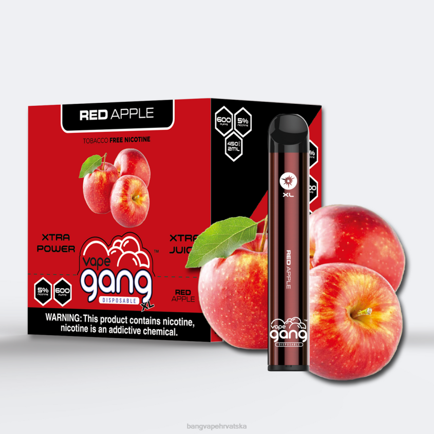 Vape Gang XL jednokratni vape 600 dimova (kutija od 10) crvena Jabuka Vape Gang Hrvatska H2NTV73