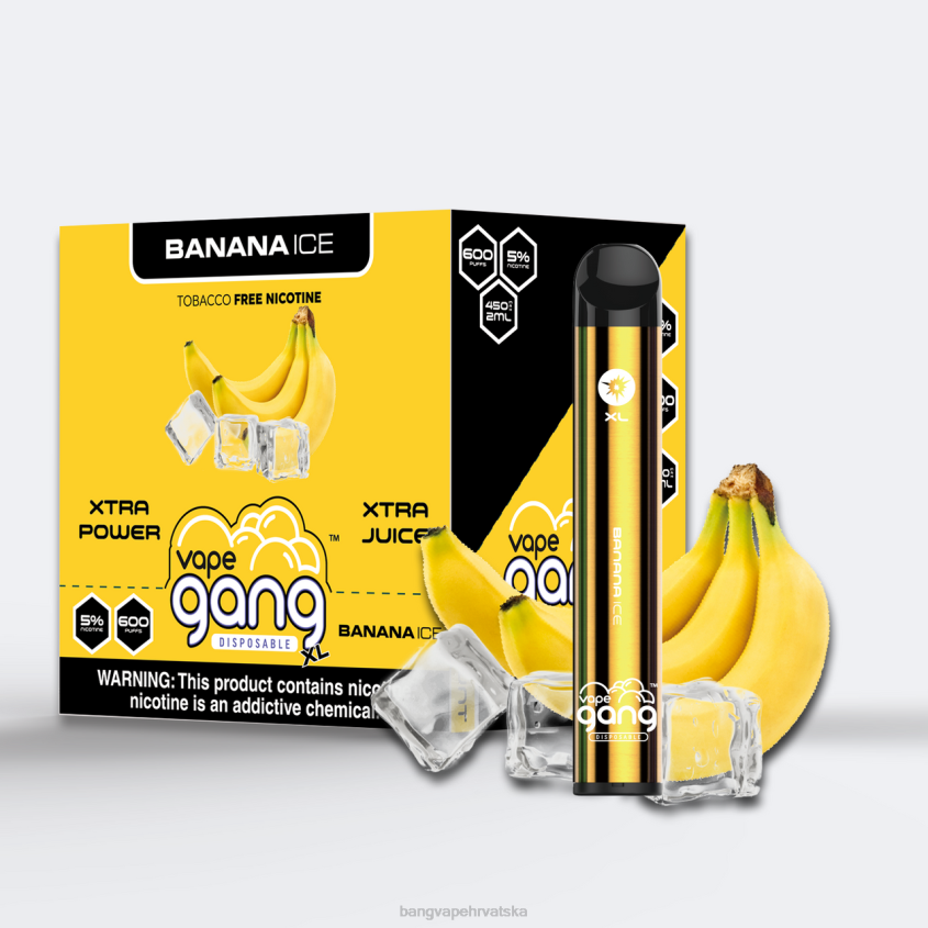 Vape Gang XL jednokratni vape 600 dimova (kutija od 10) led od banane Vape Gang Hrvatska H2NTV63