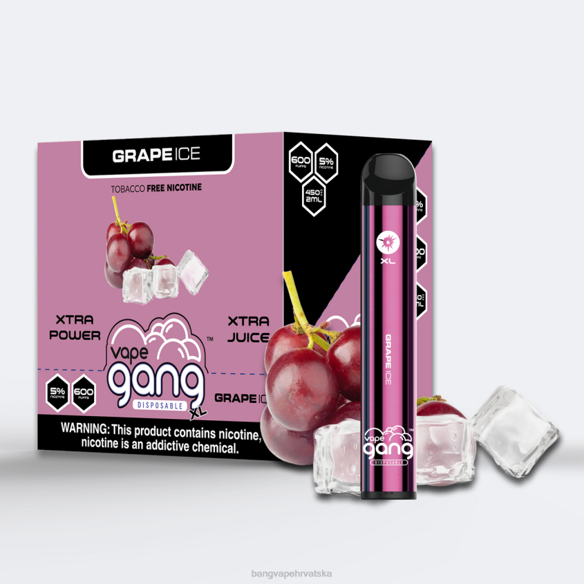 Vape Gang XL jednokratni vape 600 dimova (kutija od 10) led od grožđa Bang Disposable Vape Review H2NTV62