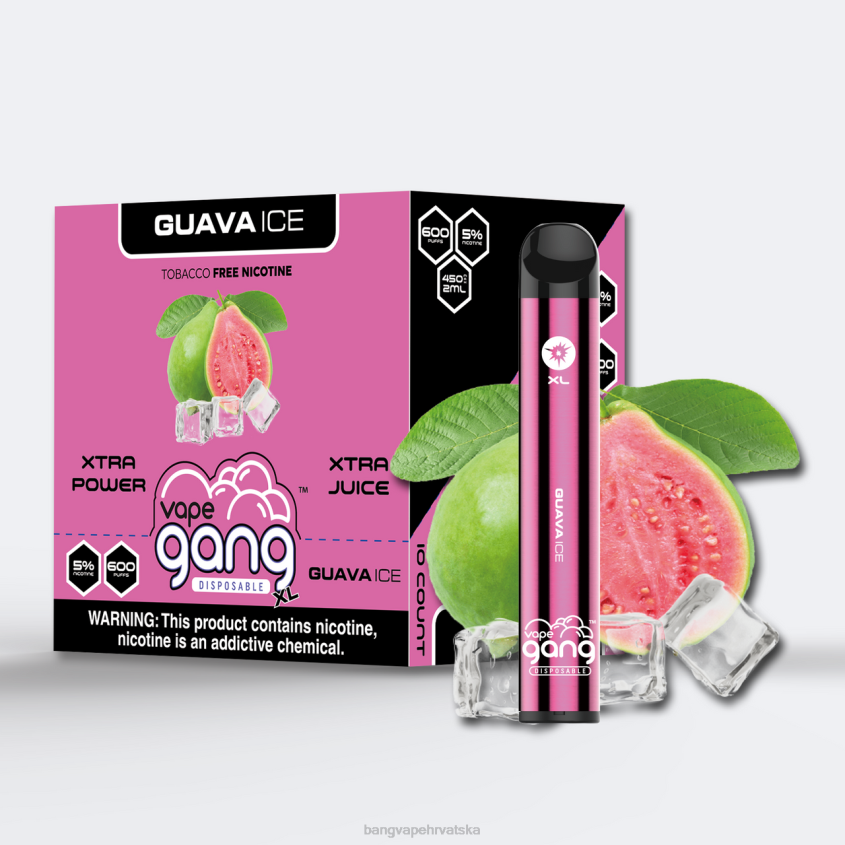 Vape Gang XL jednokratni vape 600 dimova (kutija od 10) led od guave Bang Disposable Vape Review H2NTV72