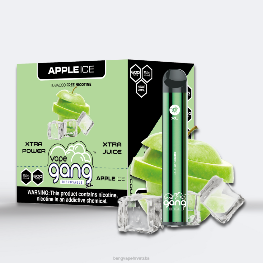 Vape Gang XL jednokratni vape 600 dimova (kutija od 10) led od jabuka Vape Gang Disposables H2NTV67