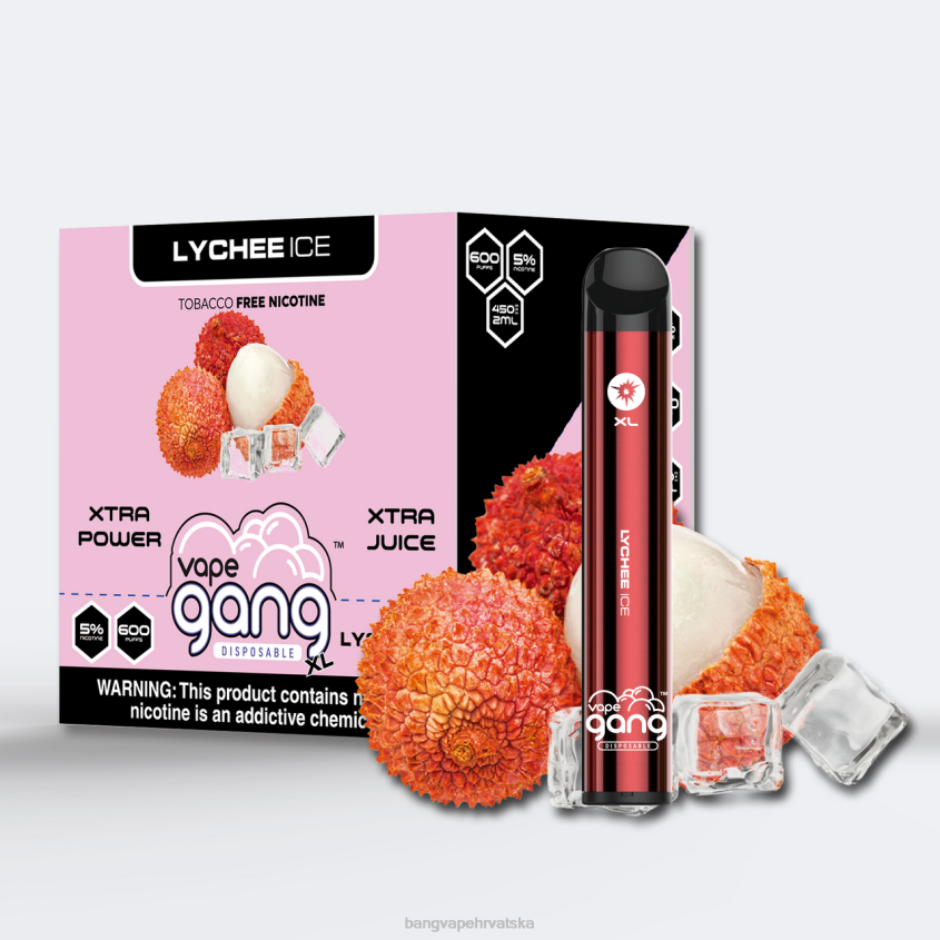 Vape Gang XL jednokratni vape 600 dimova (kutija od 10) led od ličija Vape Gang Zagreb H2NTV75