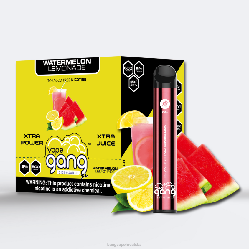 Vape Gang XL jednokratni vape 600 dimova (kutija od 10) limunada od lubenice Vape Gang Zagreb H2NTV65