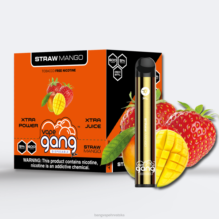 Vape Gang XL jednokratni vape 600 dimova (kutija od 10) slamnati mango Bang Vape Zagreb H2NTV66